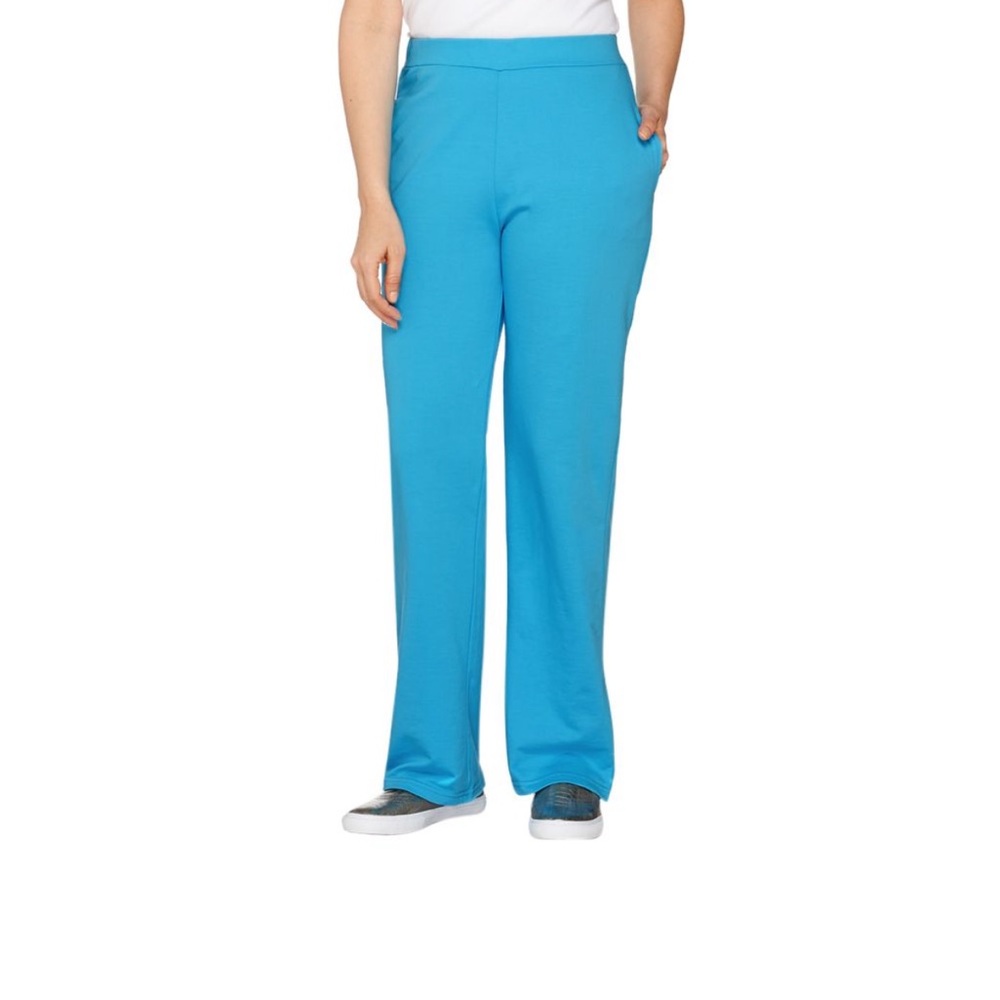 Quacker Factory Vibrant Blue French Terry Pants QVC New Sz S